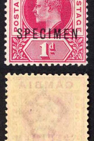Gambia SG46s 1d wmk Crown CA (gum bend) U/M PAIR (Rare)