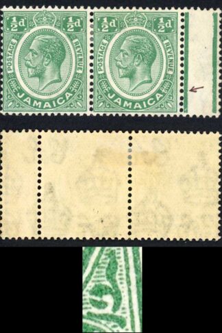 Jamaica SG92a 1/2d Bow Flaw M/M Cat 124 pounds