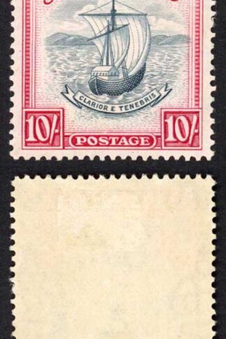 Grenada SG163e 10/- Blue Black and carmine Narrow Perf 14 M/M Cat 50 pounds