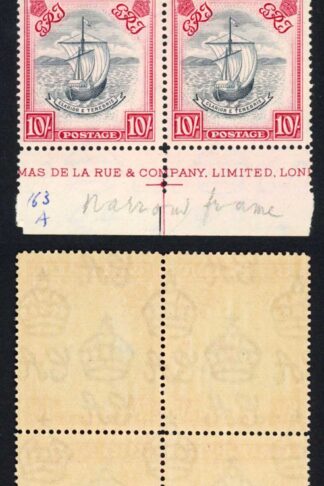 Grenada SG163a 10/- Steel Blue and bright carmine U/M Cat 900 pounds