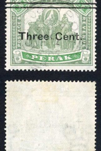 Perak SG86 3c on One Dollar Green and Pale green IPOH CDS Cat 160 Pounds