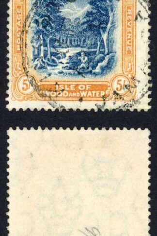 Jamaica SG88a 5/- Blue and pale Dull orange Wmk Mult Crown CA Cat 85 Pounds