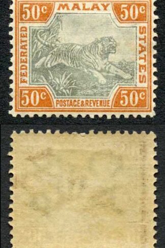 Malay Federation SG22a 50c Grey and Orange-brown M/M Cat 120 Pounds