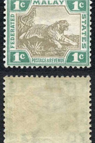 Malay Federation SG27 1c Grey and Green Wmk Mult Crown CA M/M Cat 95 Pounds