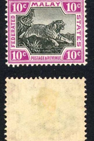 Malay Federation SG43e 10c Jet-black and bright purple M/M Cat 110 Pounds