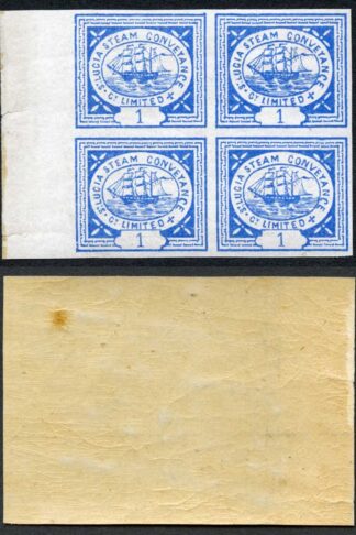 St Lucia 1870 Steam Conveyance Company 1d Local Stamps in a U/M Block of 4