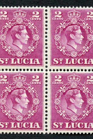 St Lucia SG147a 2c Perf 14.5 x 14 Coil Stamp BLOCK RARE U/M (See footnote in SG)