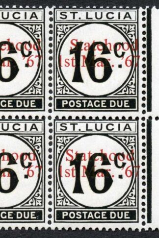 St Lucia SGD10a 16c post Due 1967 UNISSUED Statehood Opt U/M