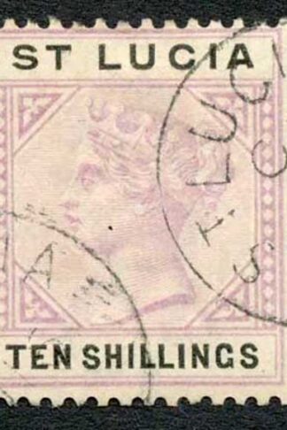 St Lucia SG52 10/- Dull Mauve and Black CDS used Cat 160 pounds