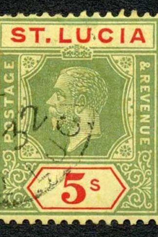 St Lucia SG105 5/- wmk Mult Script CA (Top Value) 1932 CDS Cat 95 pounds