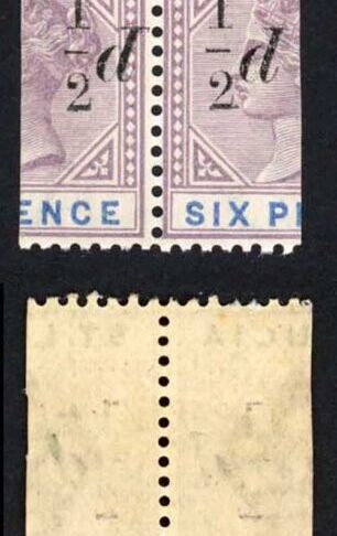 St Lucia SG65 1/2d on Half a 6d Block of 8 (6 x U/M) Cat 280 pounds