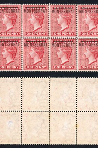 Montserrat SG1 Block of 8 U/M (one stamp gum thin and tone spot) Cat 280++ poun