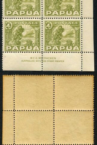 Papua SG135 4d Mc Mracken Imprint Block U/M (toned gum) RARE