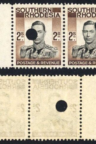 Southern Rhodesia SG50 2/- Punched U/M Proof Pair
