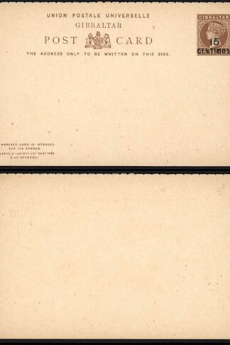 Gibraltar HG14 15c on 1 1/2d Reply Card Mint