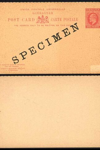 Gibraltar KEVII 1d front of a reply card opt Specimen