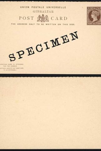 Gibraltar HG8 QV 1 1/2d Brown  Reply card  on buff  opt SPECIMEN