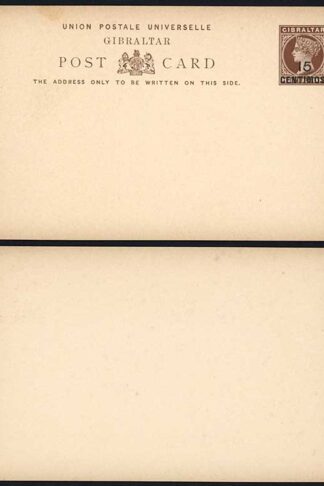Gibraltar HG11a 15c on 1 1/2d Brown Buff Postcard Flat top to 5