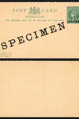 Gibraltar HG12 5c on 1/2d Green on Buff Reply card  opt Specimen
