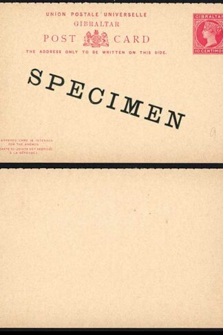 Gibraltar HG19 10c reply card opt SPECIMEN