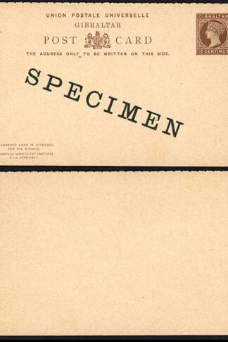 Gibraltar HG20 15c reply card opt SPECIMEN