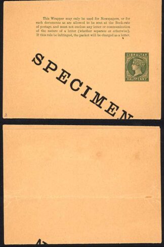 Gibraltar HG2 1/2d Green wrapper opt SPECIMEN