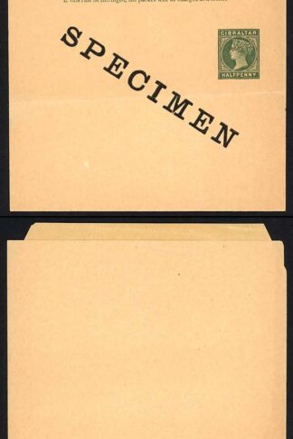 Gibraltar HG2 1/2d Green wrapper opt SPECIMEN (nick in M)