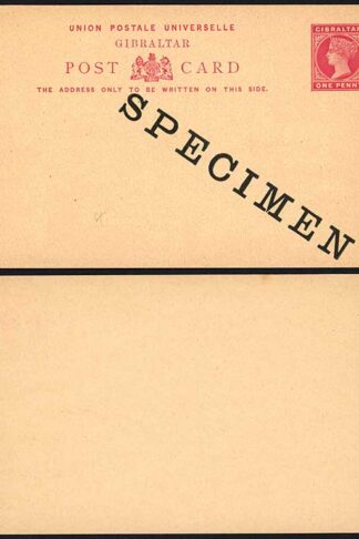 Gibraltar HG22 1d Postcard opt SPECIMEN