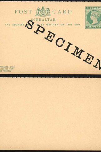 Gibraltar HG23 1/2d Green Reply Card opt SPECIMEN