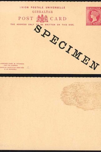 Gibraltar HG24a 1d Rose Reply Card opt SPECIMEN