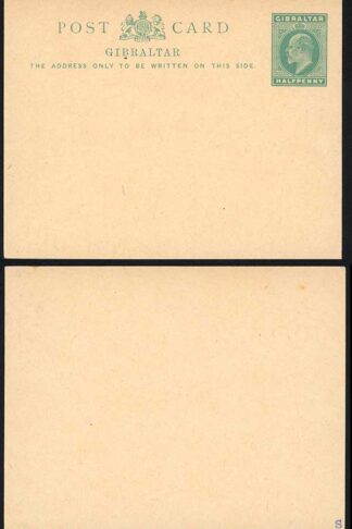 Gibraltar HG25 KEVII 1/2d  Green postcard Mint