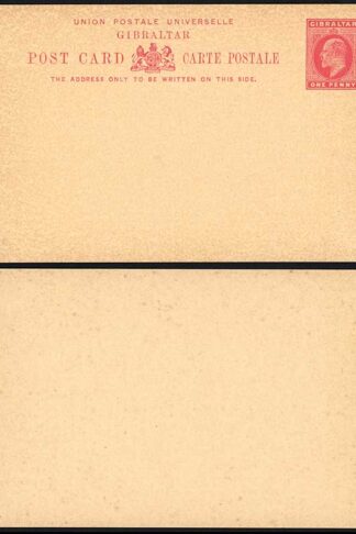 Gibraltar HG26 KEVII  1d Rose postcard Mint