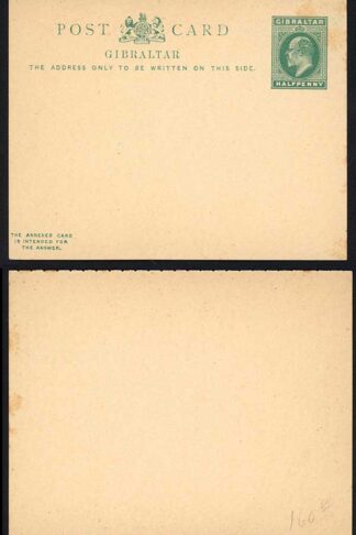 Gibraltar HG27 KEVII 1/2d  Green reply card Mint