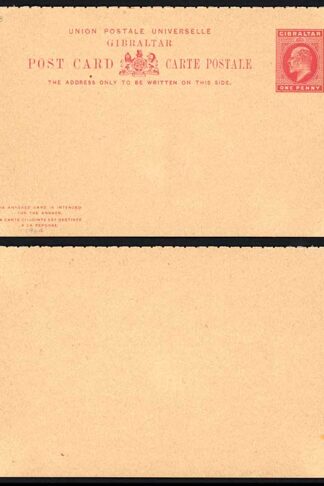Gibraltar HG28 KEVII  1d Rose reply card Mint