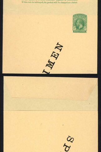 Gibraltar HG12 KGV 1/2d Green Wrapper opt SPECIMEN