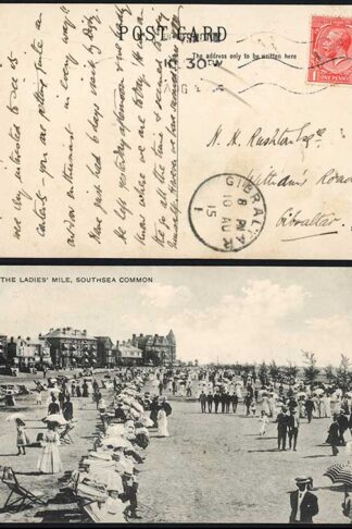 Gibraltar  KGV GB postcard to Gibraltar