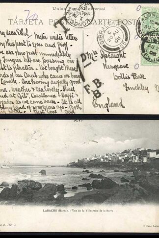 Gibraltar 1908 Postcard to England