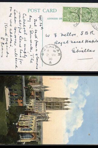 Gibraltar 1916 postcard from England