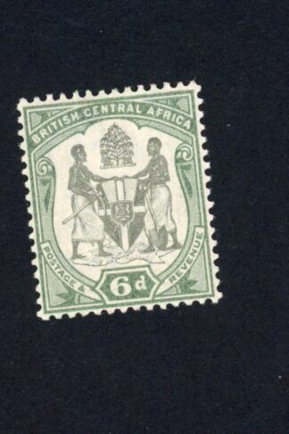 Nyasaland 1897-1900 6d black and green wmk Crown CA SG46 VFM cat 60 pounds