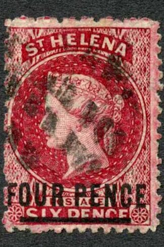 St Helena 1864-80 4d carmine wmk Crown CC P12.5 SG14 used cat 60 pounds