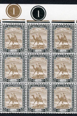 Sudan SG100a 5m Plate Block of 12 inc Nun Flaw U/M Cat 177 pounds
