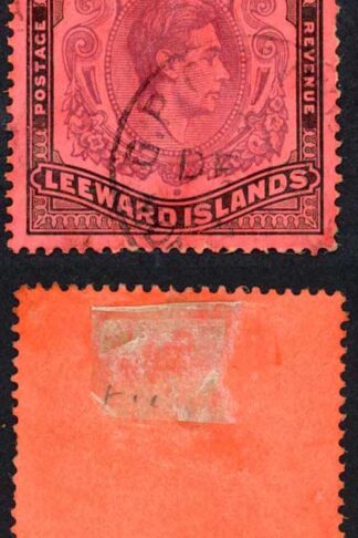 Leeward Is SG114 One Pound Brown purple and black on red Cat 450 pounds