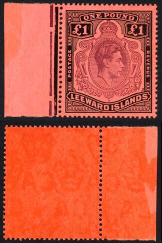 Leeward Is SG114b One Pound Brown purple and black on salmon U/M Cat 45 pounds
