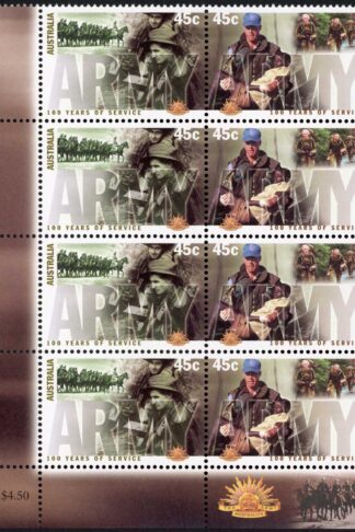 Australia SG2073a 2001 Centenary of Australian Army Block of 8 U/M