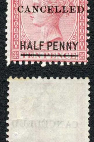 Mauritius SG79 1/2d on 10c Rose opt Cancelled M/M