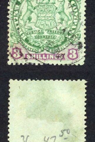 Rhodesia SG36 3/- green and mauve/blue fine used Cat 42 pounds