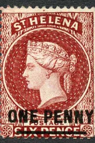 St Helena SG27 1d Lake Perf 14 wmk CC Mint no gum Cat 100 pounds