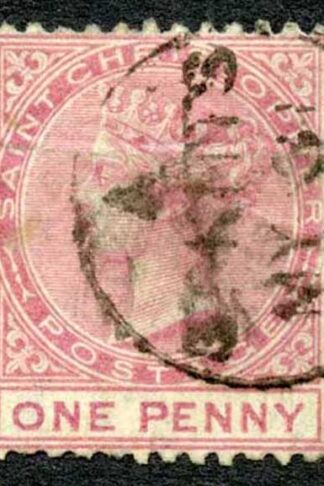 St Kitts-Nevis SG1 1d Dull Rose Perf 12.5 (crease) Cat 50 pounds