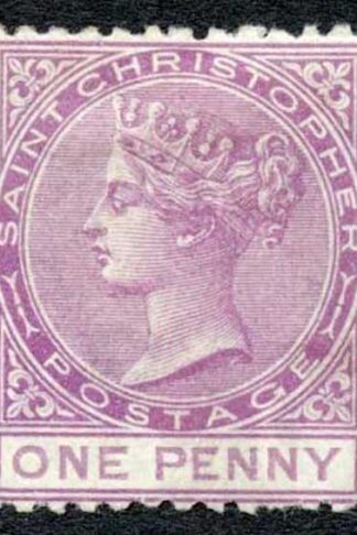 St Kitts-Nevis SG2 1d Magenta Wmk Crown CC Perf 12.5 M/M Cat 80 pounds