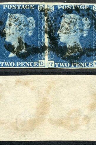 1840 2d Blue (TD/TE) Plate 2 Four margins Cat 2500 pounds
